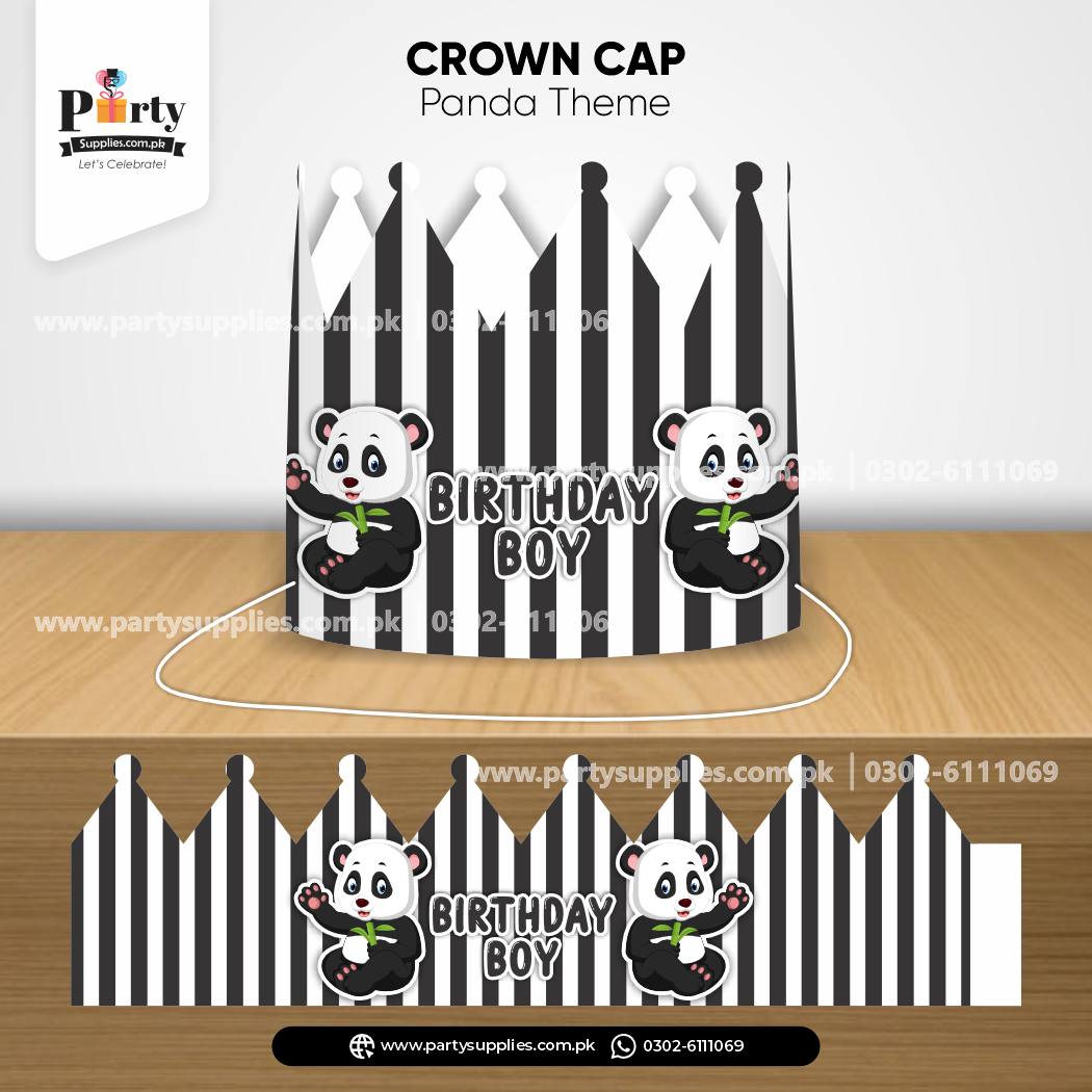 Panda Boy Theme Crown Cap for Birthday Child's Celebration