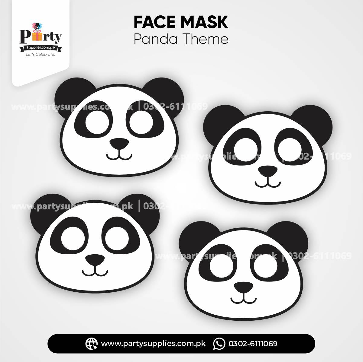 Panda Boy Theme Kid's Face Masks for Birthday Celebration