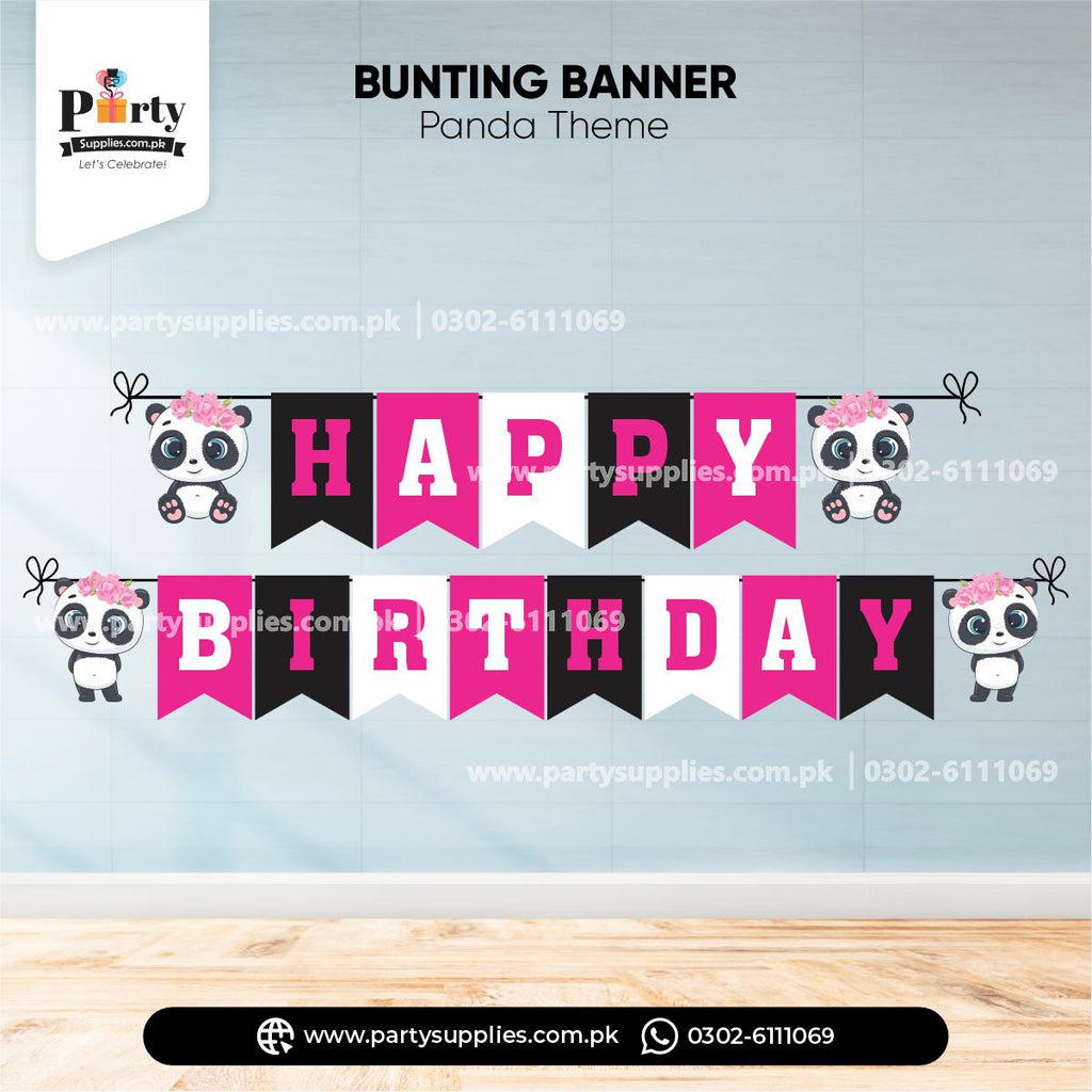 Happy Birthday Bunting Banner for Wall Decoration in Panda Girl Theme