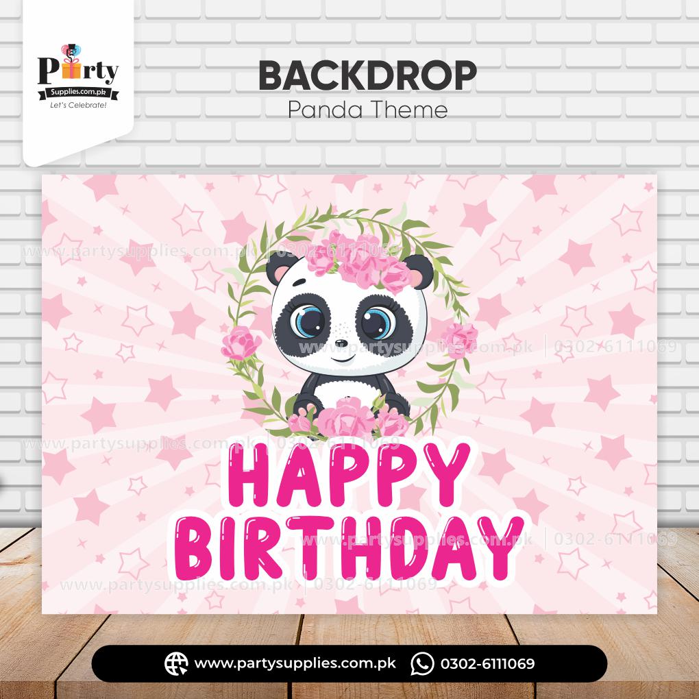 Panda Girl Theme Backdrop for Birthday Party Wall Decorations