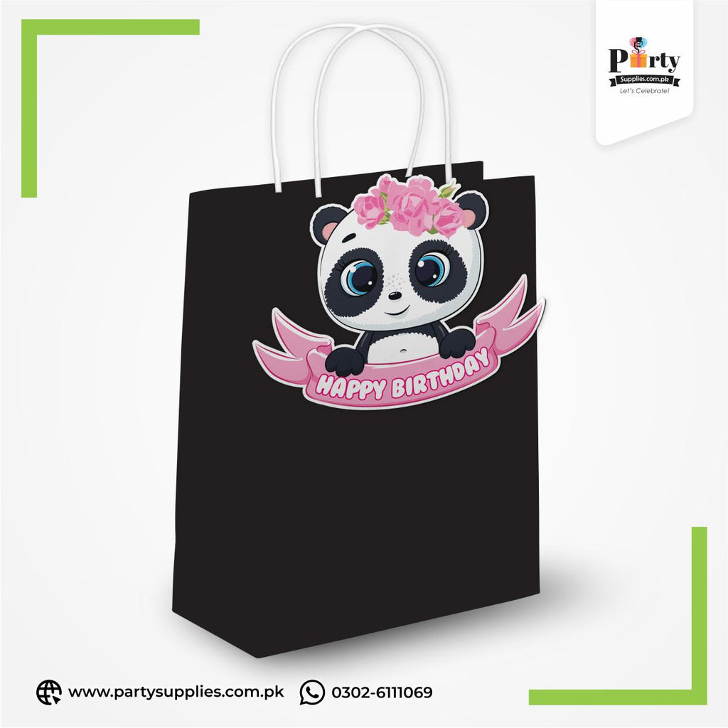 Panda Girl Theme Cutout Favor Goody Bags for Birthday Decoration