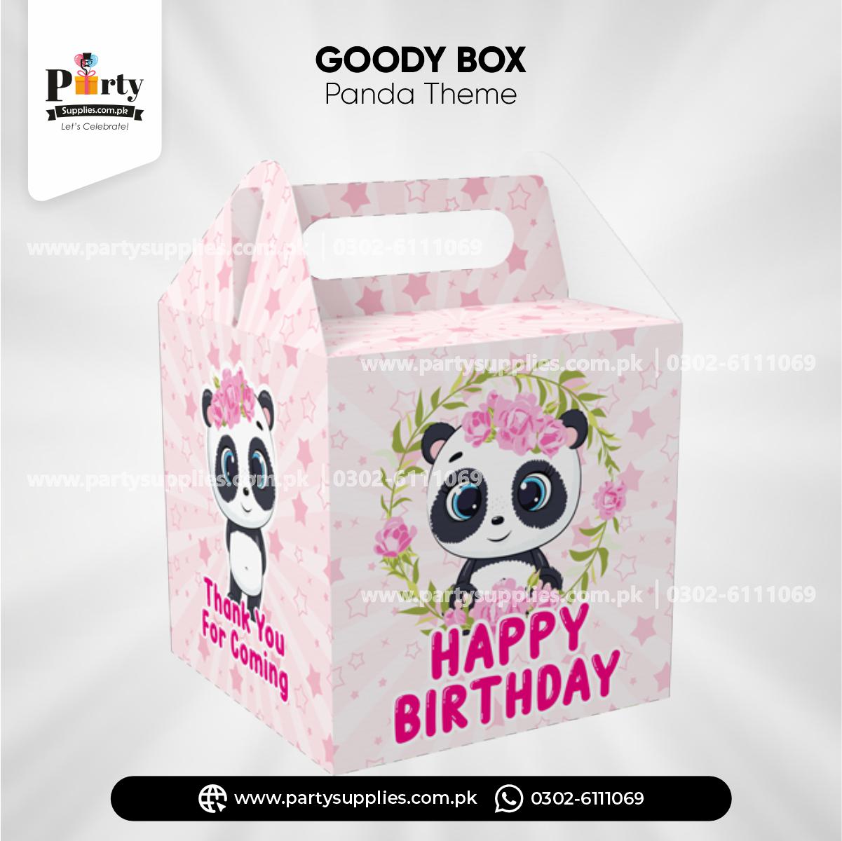 Panda Girl Theme Handle Favor / Goody Boxes for Birthday Decoration 