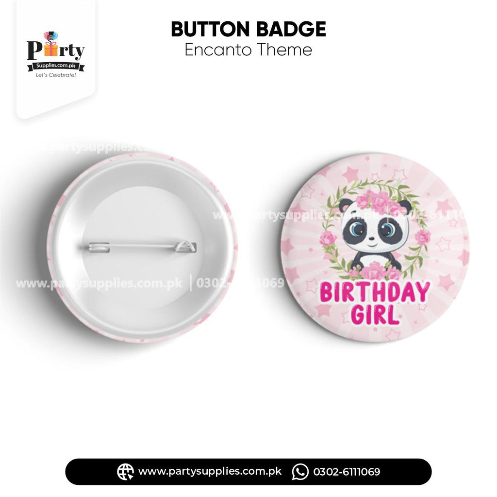 Panda Girl Theme Button Badges for Birthday Party Celebration