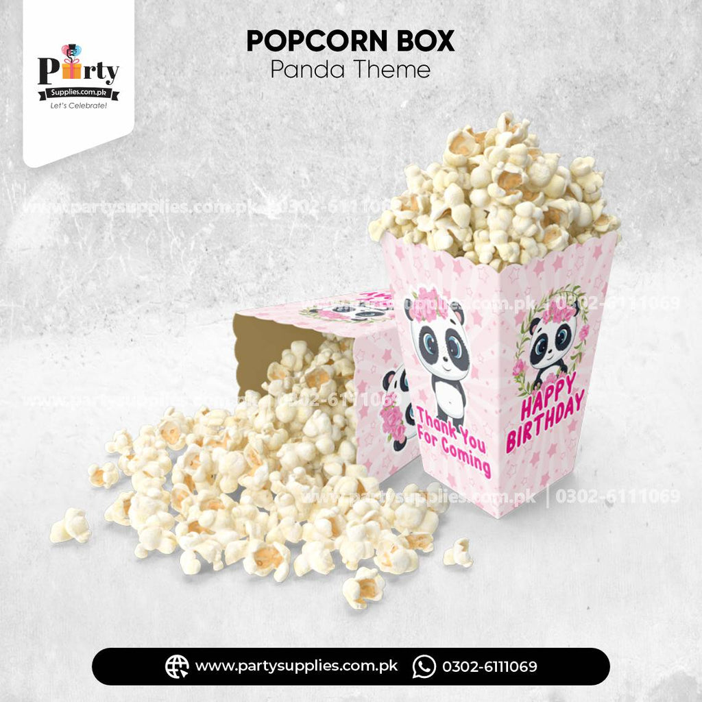 Panda Girl Theme Popcorn Boxes for Birthday Decorations