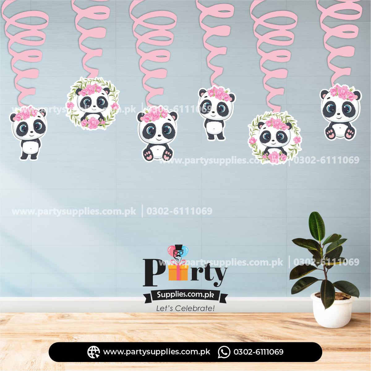 Panda Girl Theme Spiral Hanging Swirls for Birthday Hanging Decorations