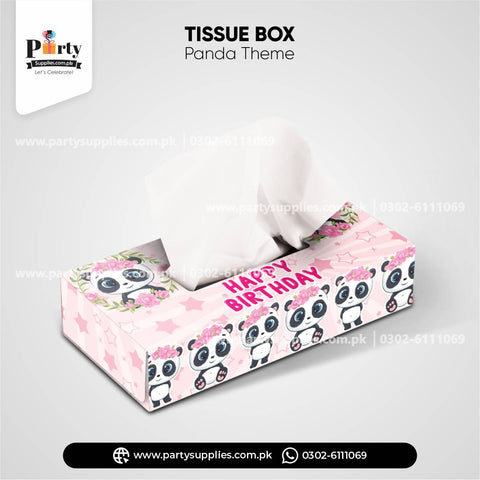 Panda Girl Theme Tissue Box Cover for Birthday Table Decoration