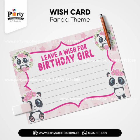 Panda Girl Theme Wish Cards for Birthday Party Decoration