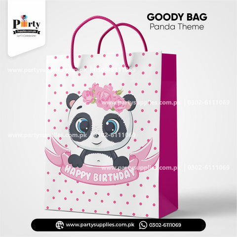 Birthday party favor goody bags in panda girl theme