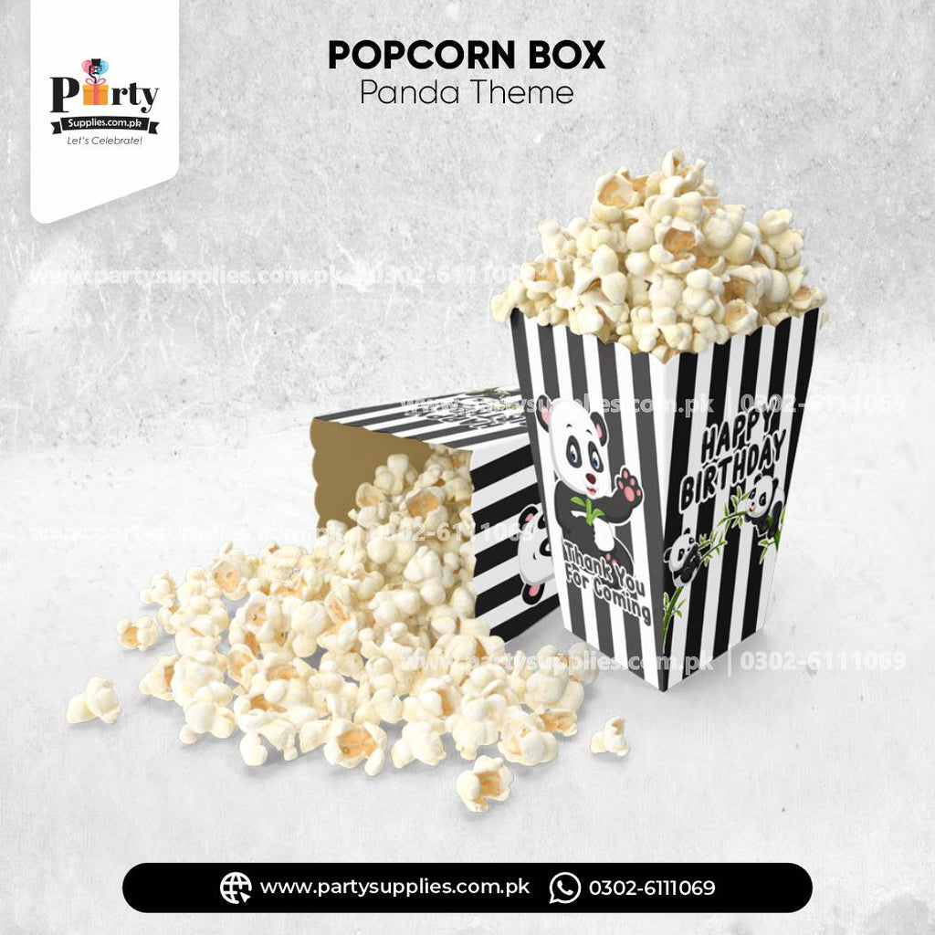 Panda Boy Theme Popcorn Boxes for Birthday Decorations