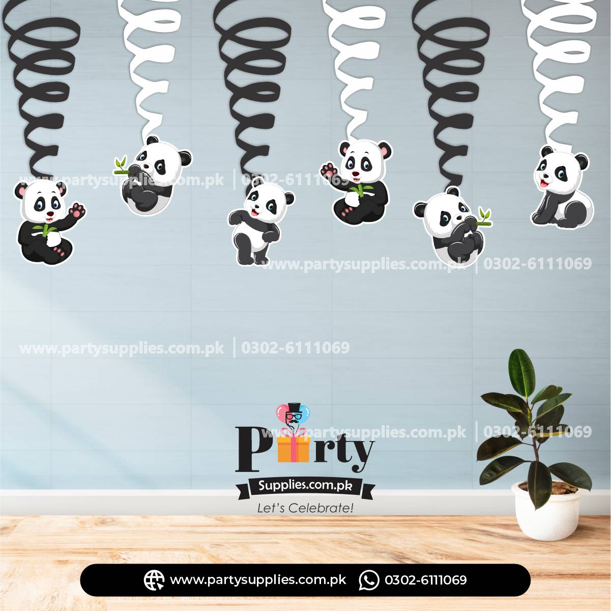 Panda Boy Theme Spiral Hanging Swirls for Birthday Hanging Decorations