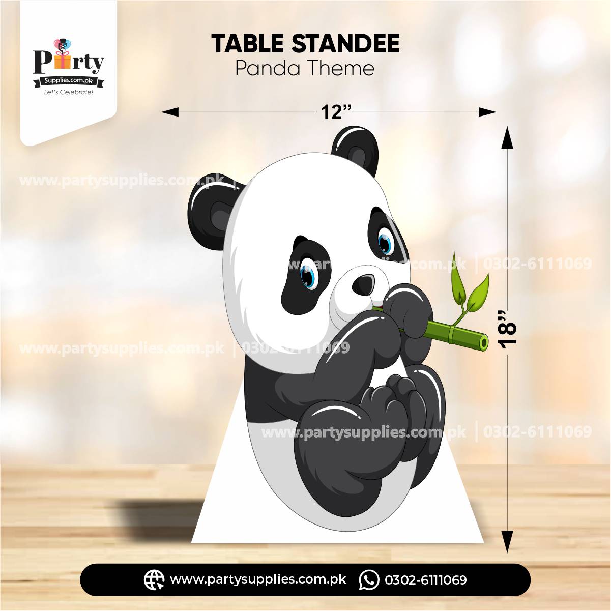 Standing Character Cutouts for Birthday Party Decoration in Panda Boy Theme 