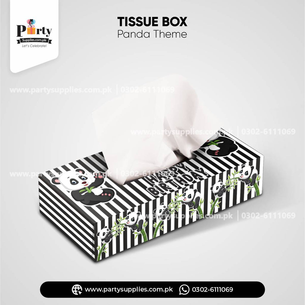 Panda Boy Theme Tissue Box Cover for Birthday Table Decoration