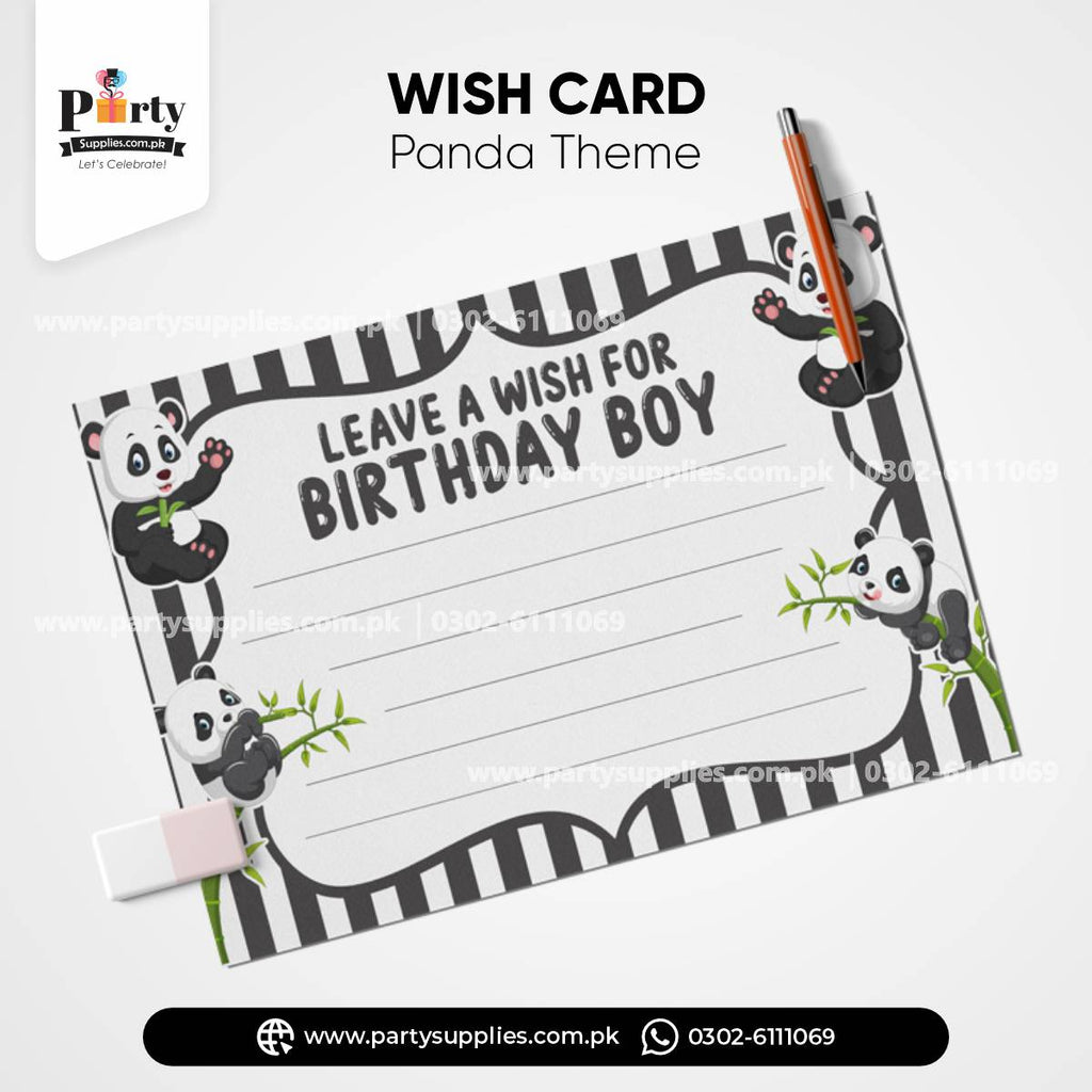 Panda Boy Theme Wish Cards for Birthday Party Decoration 