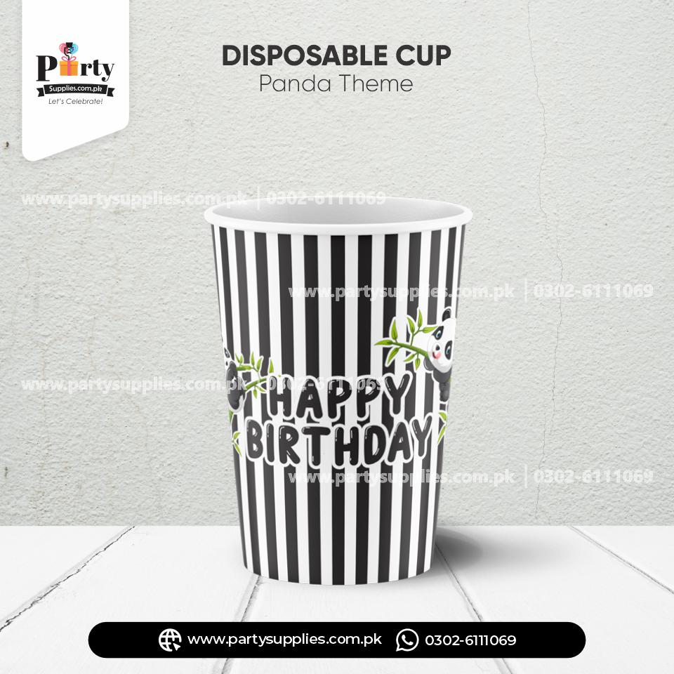 Panda Boy Theme Disposable Cups for Birthday Drink Decorations