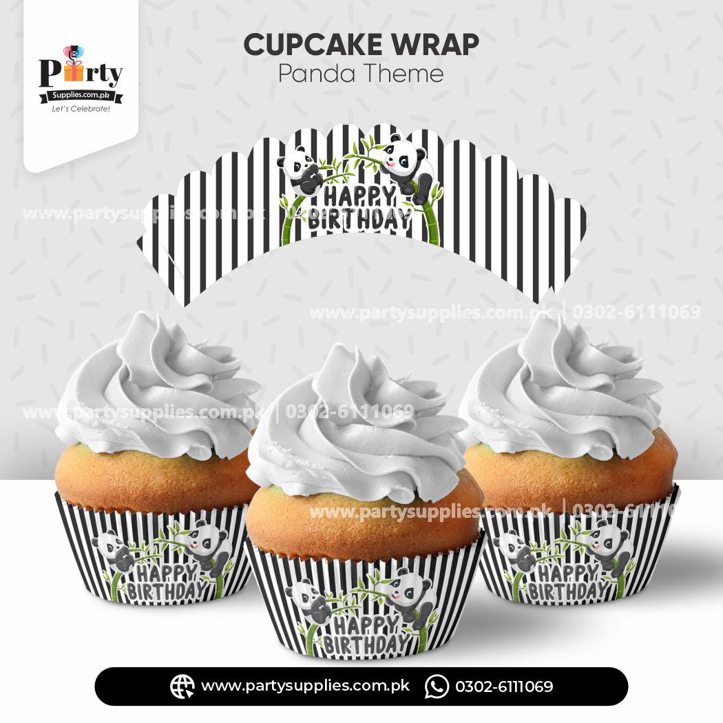 Panda Boy Theme Cupcake Wraps for Birthday Decorations