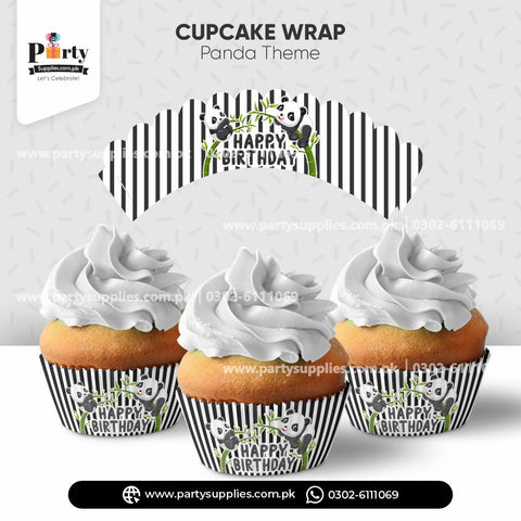 Panda Boy Theme Cupcake Wraps for Birthday Decorations