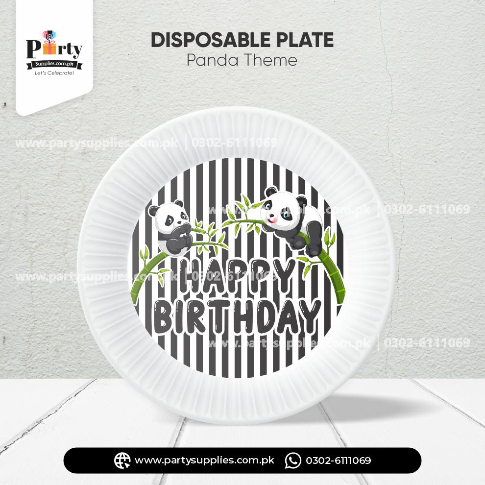 Panda Boy Theme Disposable Plates for Birthday Table Decorations 