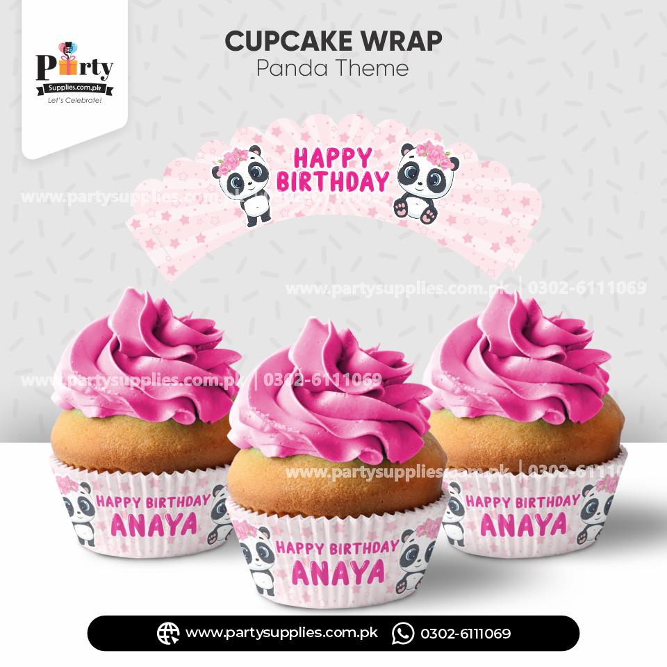 Panda Girl Theme Cupcake Wraps for Birthday Decorations 