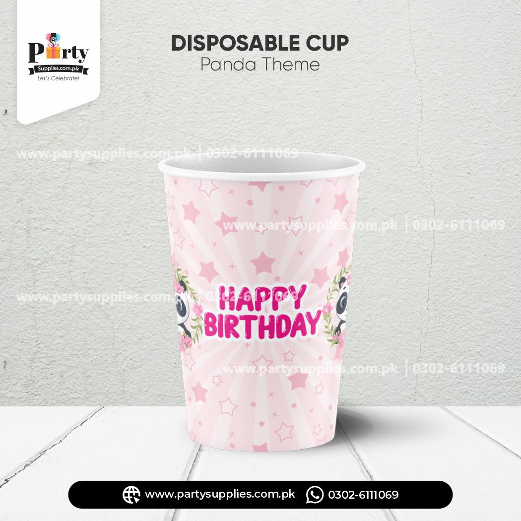 Panda Girl Theme Disposable Cups for Birthday Drink Decorations 