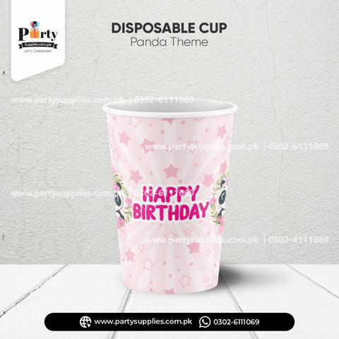 Panda Girl Theme Disposable Cups for Birthday Drink Decorations 