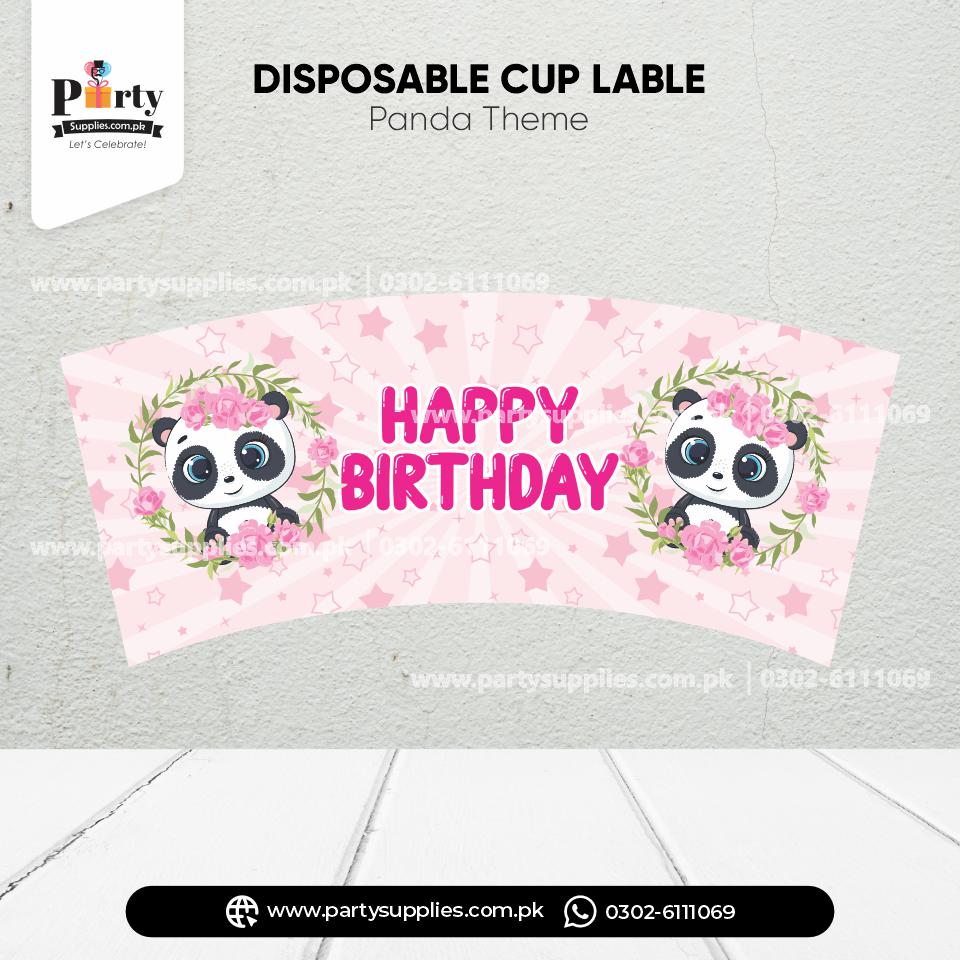 Panda Girl Theme Cups labels for Birthday Decorations 