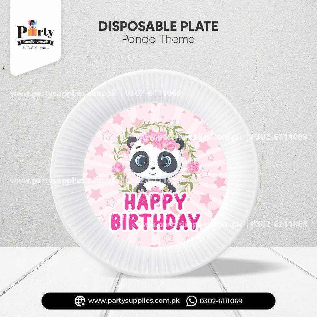 Panda Girl Theme Disposable Plates for Birthday Table Decorations