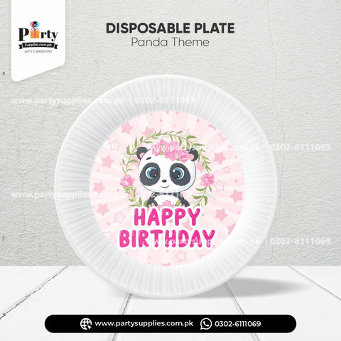 Panda Girl Theme Disposable Plates for Birthday Table Decorations