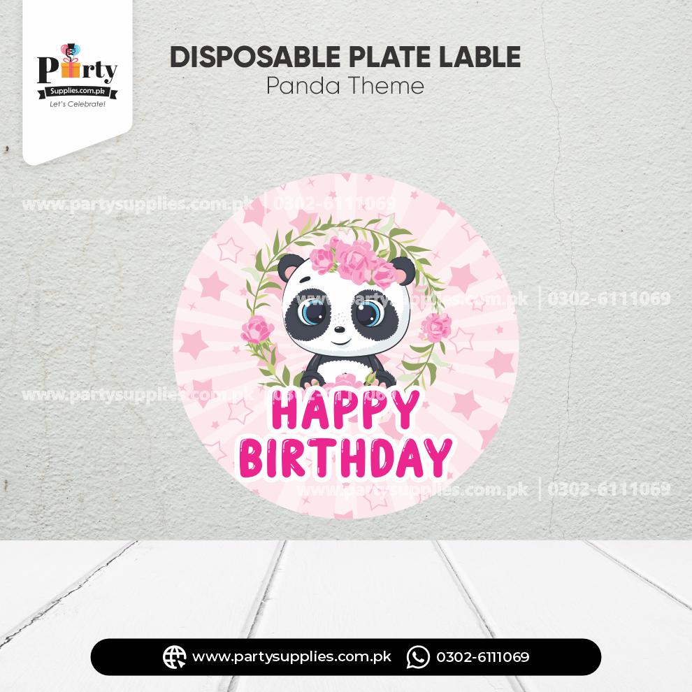 Panda Girl Theme Plates Labels for Birthday Table Decorations