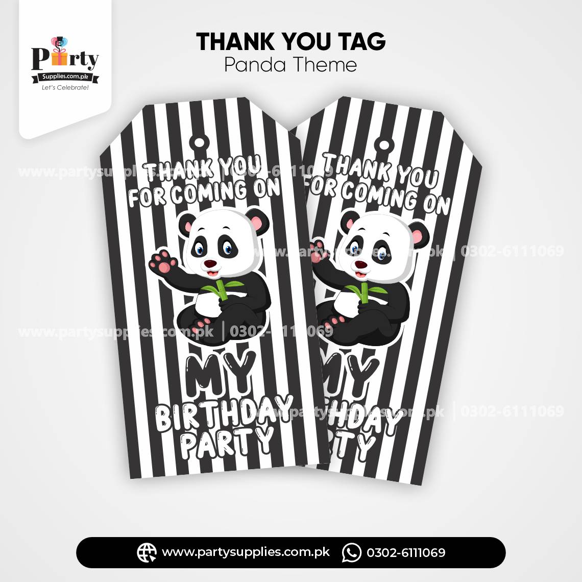 Panda Boy Theme Gift / Thank You Tags for Birthday Decoration