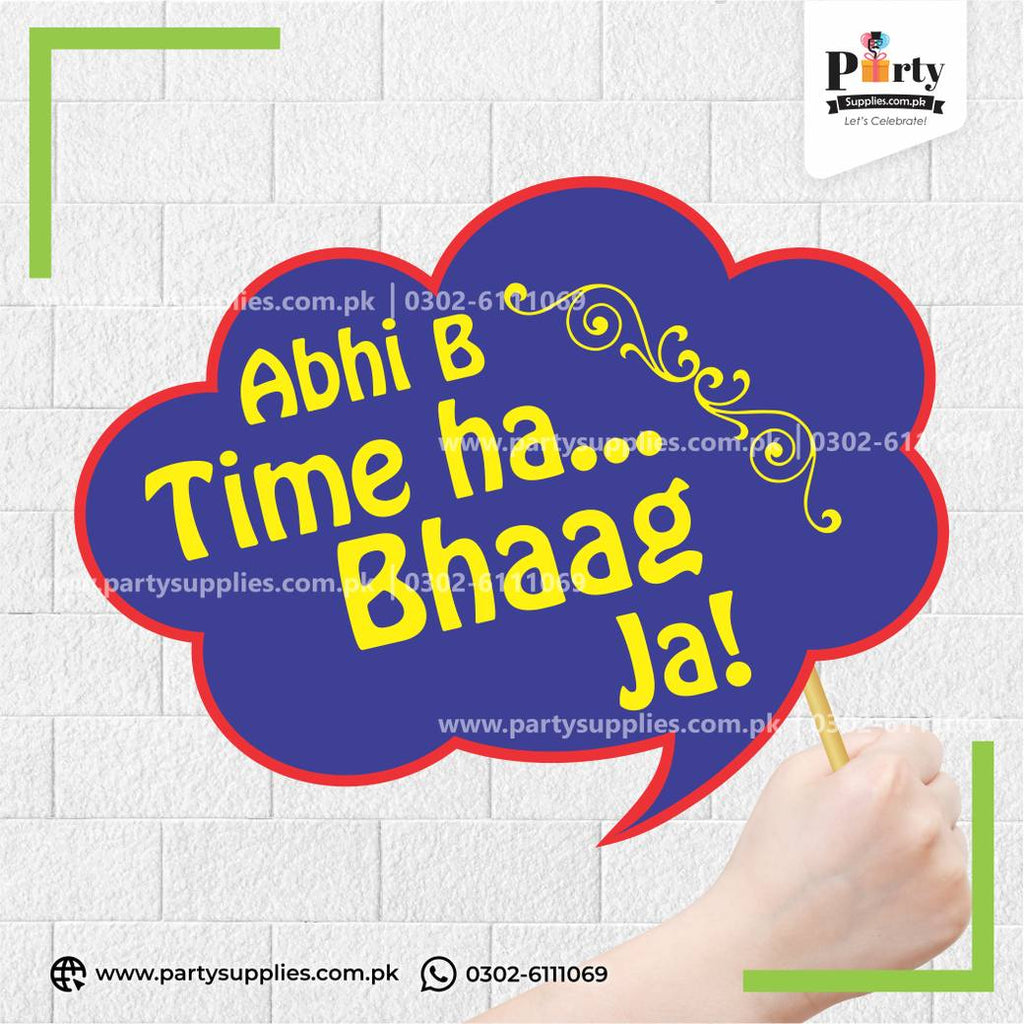 "Abi Bhi Time Hai... Bhaag Ja!" Party Photo Prop – Funny Celebration Photobooth Accessory