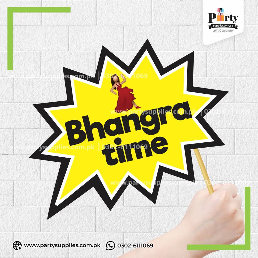"Bhangra Time" Party Photo Prop – Funny Celebration Photobooth Accessory