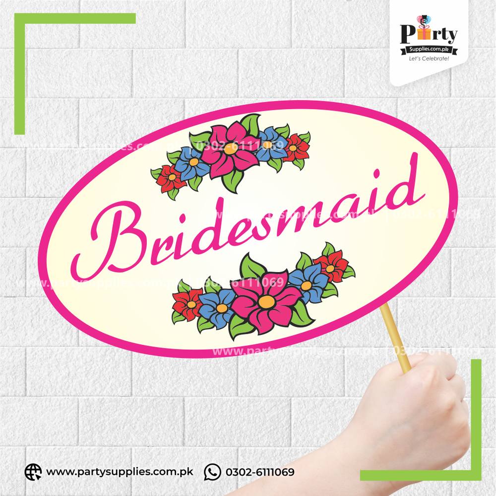 "Bridesmaid" Party Photo Prop – Wedding & Bridal Shower Photobooth Accessory