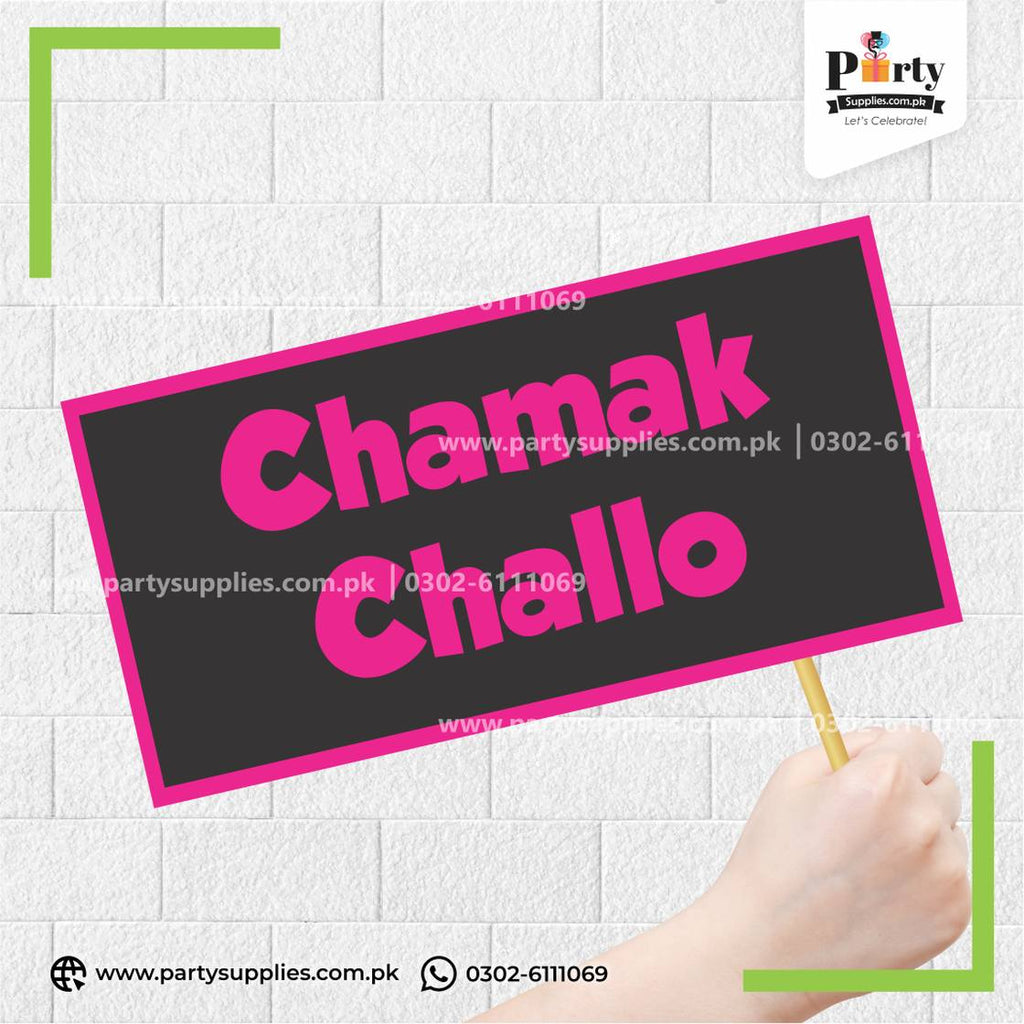 "Chamak Challo" Party Photo Prop – Fun & Glamorous Celebration Photobooth Accessory