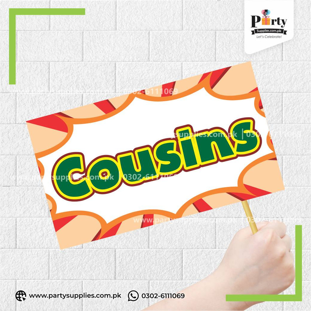 "Cousins" Party Photo Prop – Fun Family Celebration Photobooth Accessory