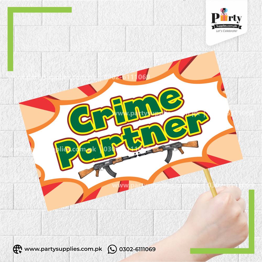 "Crime Partner" Party Photo Prop – Fun Friendship Photobooth Accessory