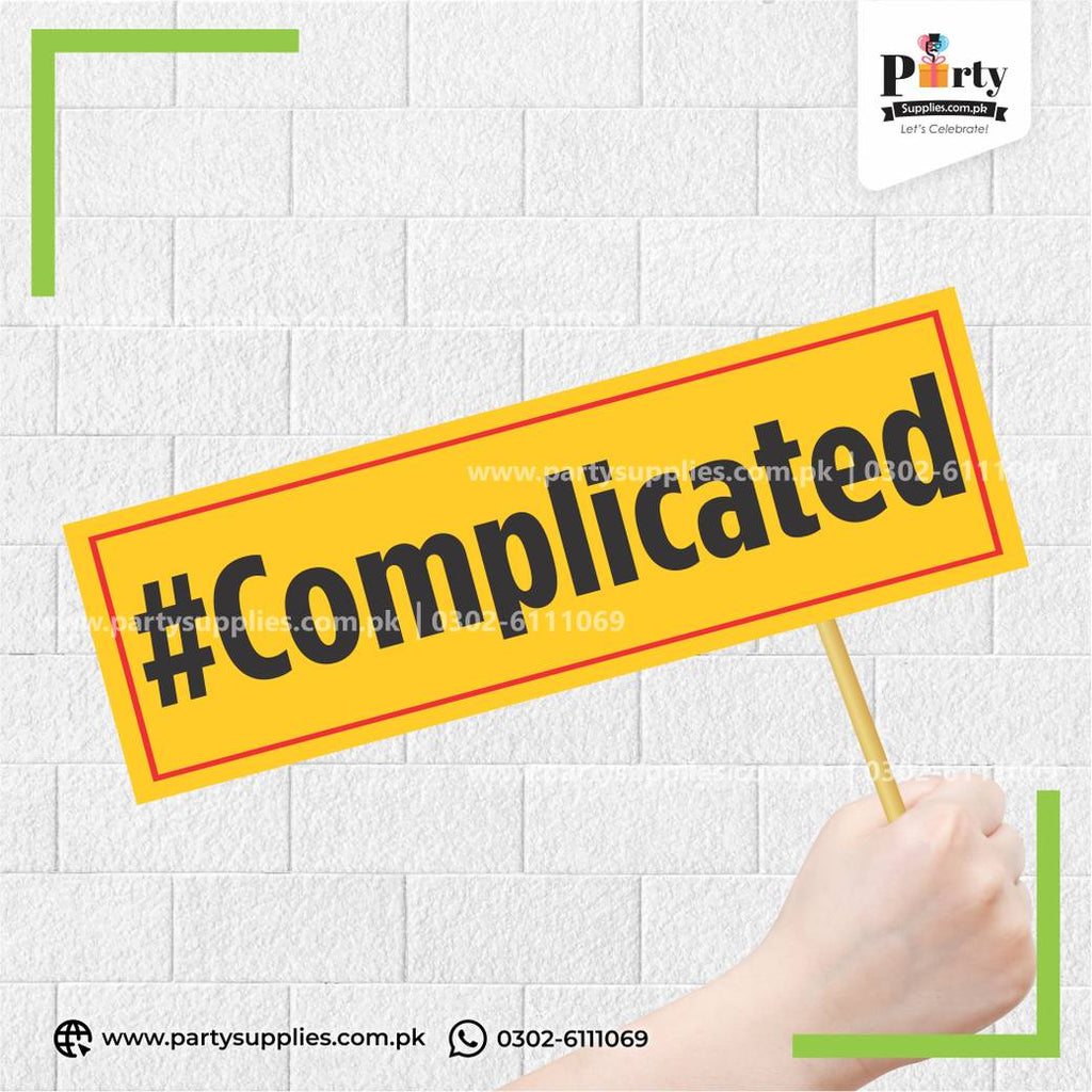"#Complicated" Party Photo Prop – Funny Celebration Photobooth Accessory