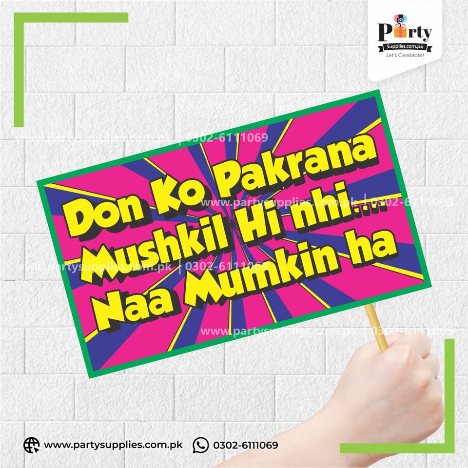 "Don Ko Pakarna Mushkil Hi Nahi... Naa Mumkin Hai" Party Photo Prop 