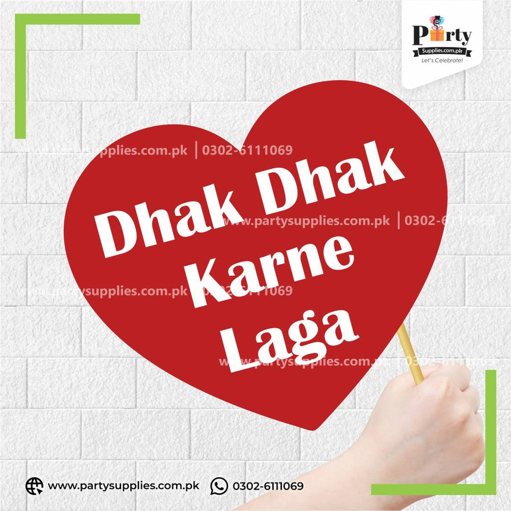 "Dhak Dhak Karne Laga" Party Photo Prop – Romantic & Fun Celebration Photobooth Accessory