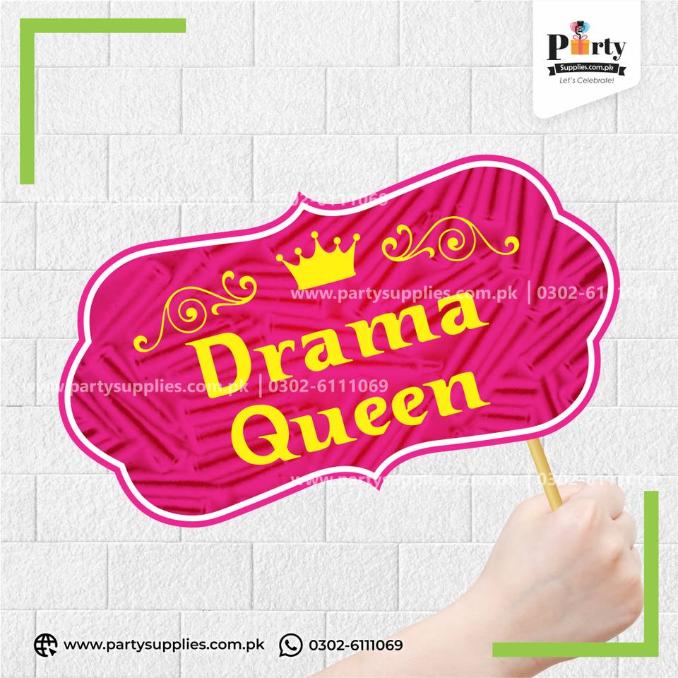 "Drama Queen" Funny Party Photo Prop – Bridal Shower & Mehndi Photobooth Sign