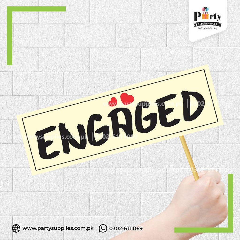 "Engaged" Wedding Photo Prop – Engagement & Wedding Photobooth Accessory