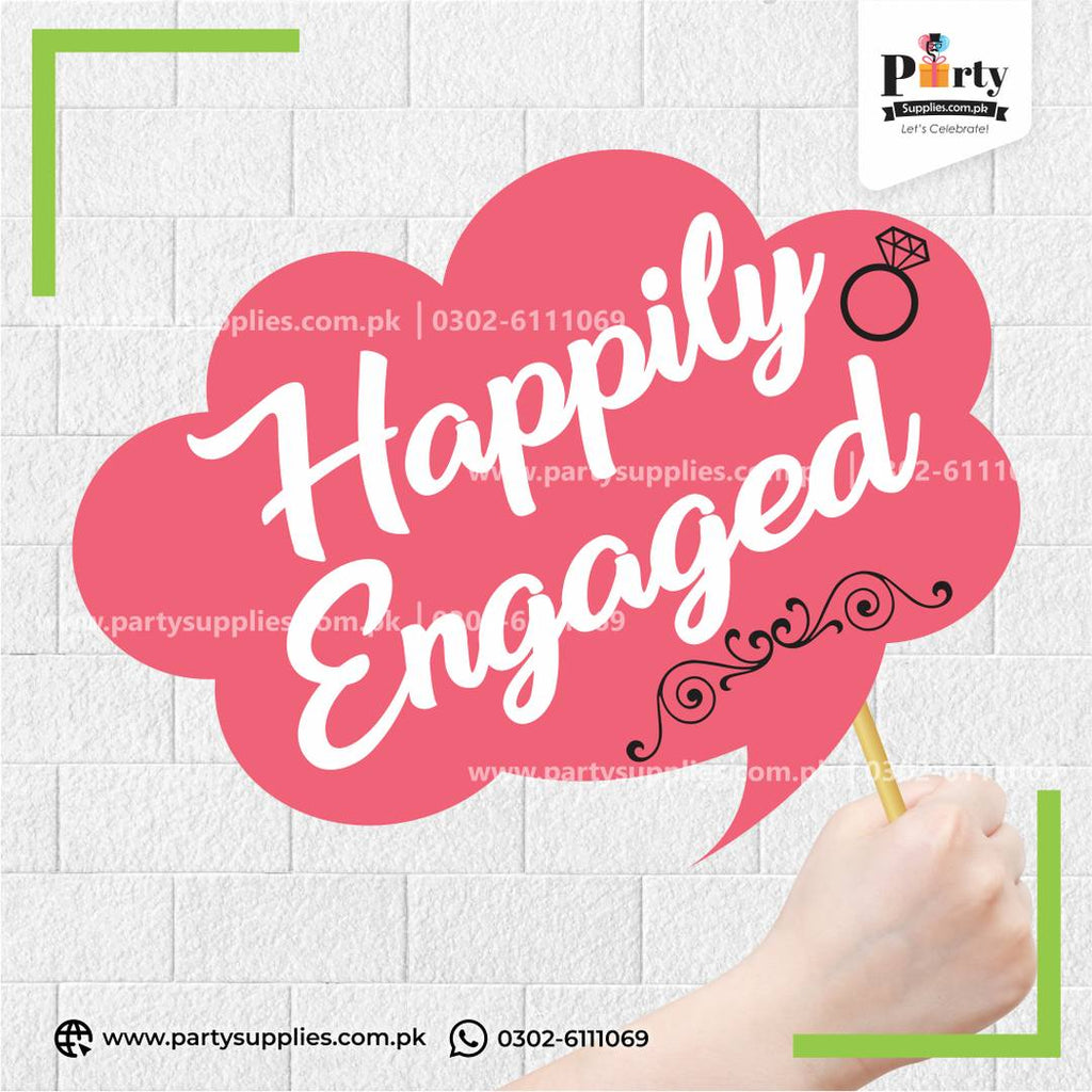 Happily Engaged photo prop for weding ceelebration