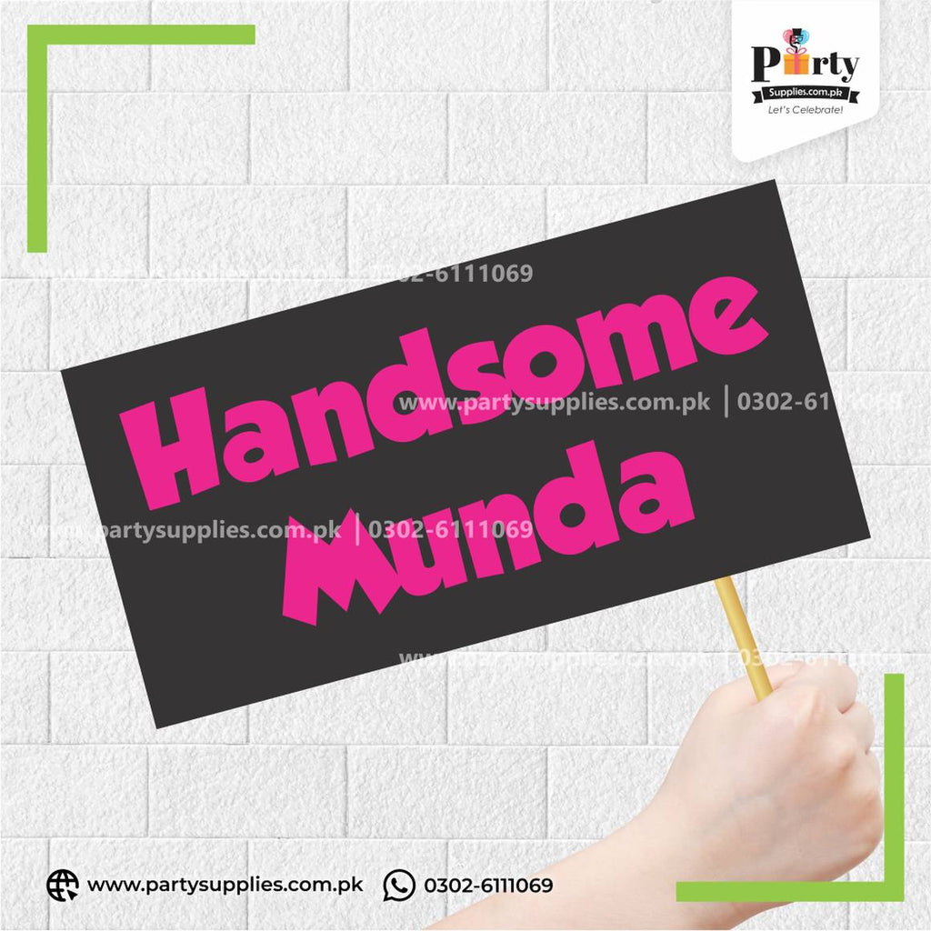 “Handsome Munda” Printed Party Photo Prop – Photobooth Accessory