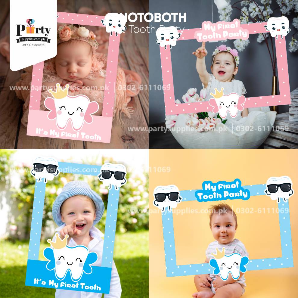 First Tooth Theme Photobooth Selfie Frame for Decoration