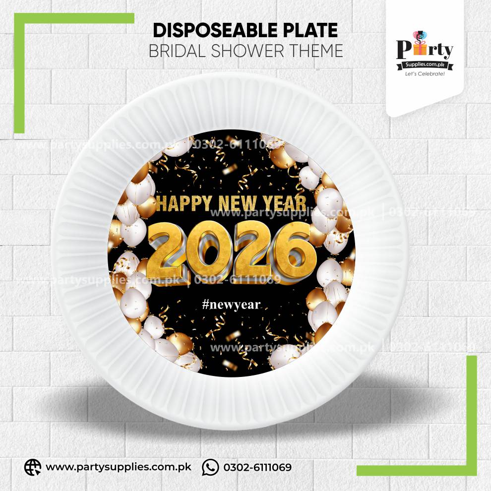 New Year Party Disposable Plates with Theme Labels 