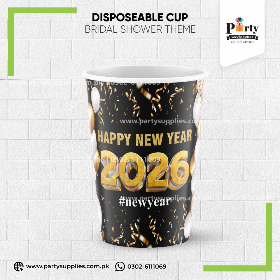 New Year Disposable Cups with Theme Labels 