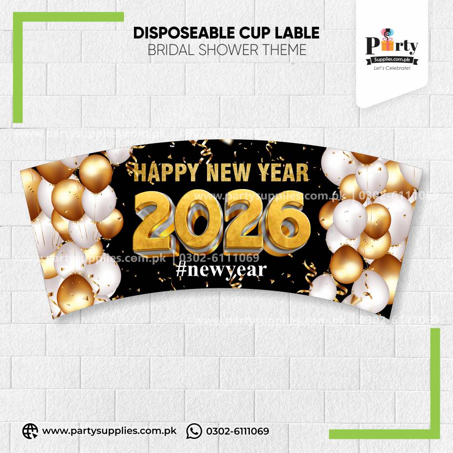 New Year Theme Cups Labels