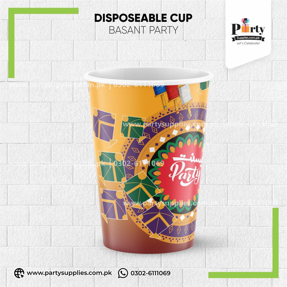 Basant Party Disposable Cups with Theme Labels – Elegant Drinkware