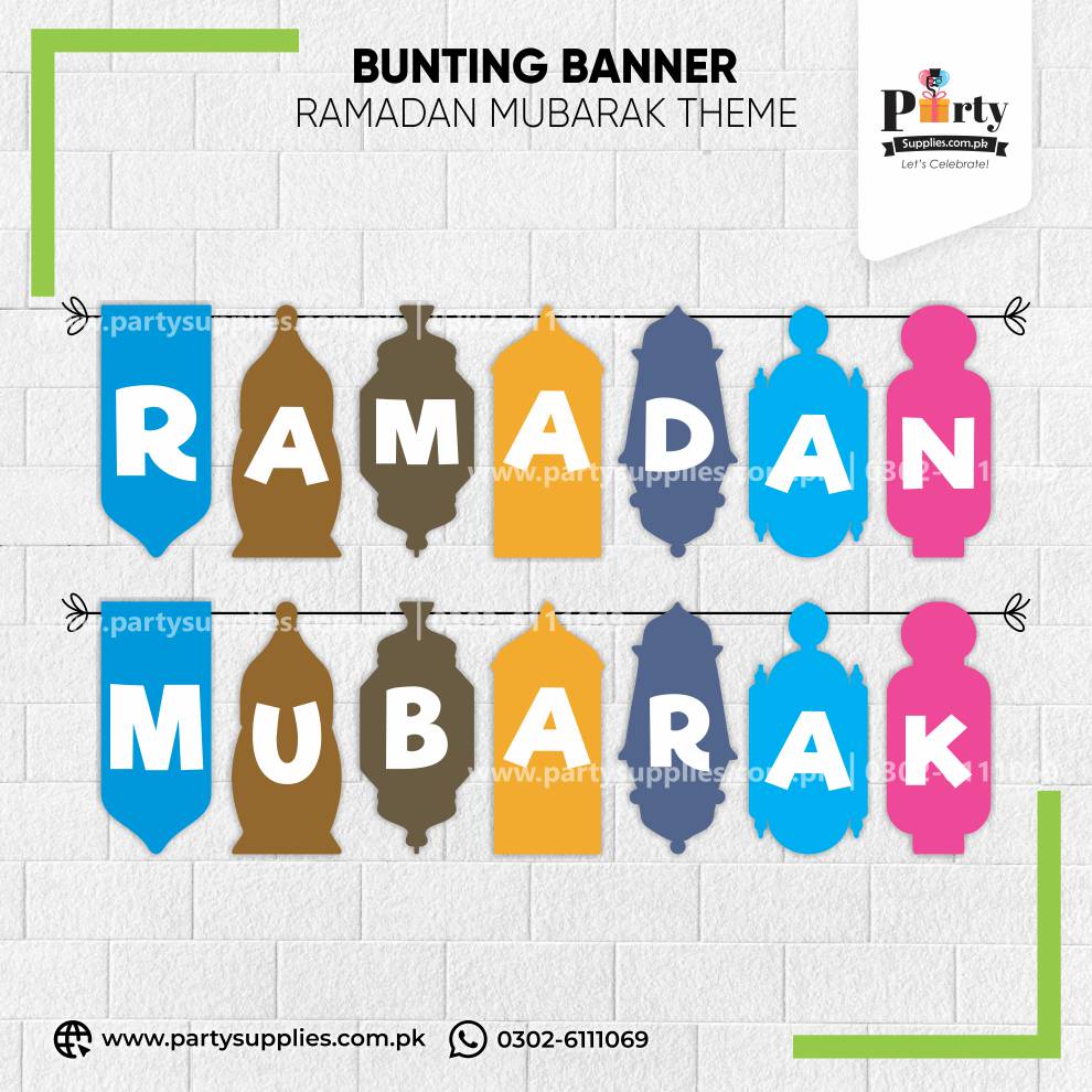 Ramadan Mubarak Wall Bunting Banner – Multi-Color Decoration
