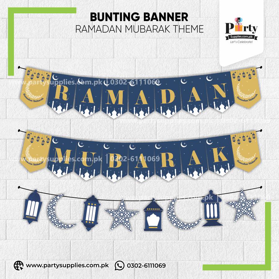 Ramadan Mubarak Wall decoration banner with lanterns