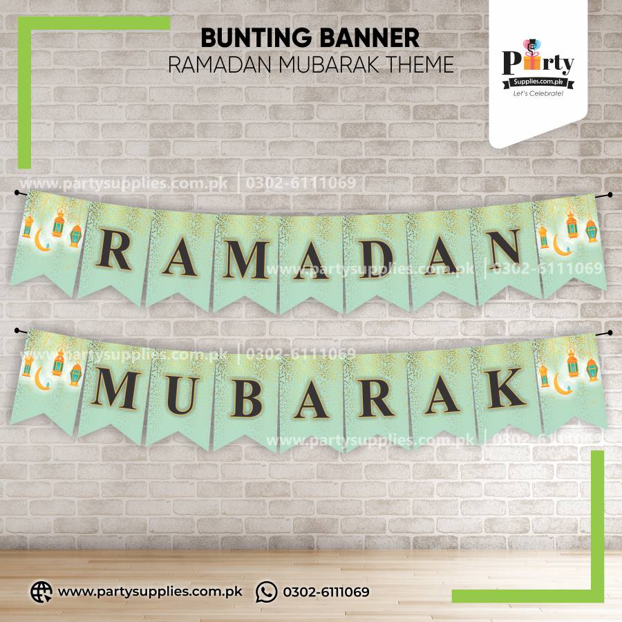 Ramadan Mubarak Wall Bunting Banner - Islamic Home Décor